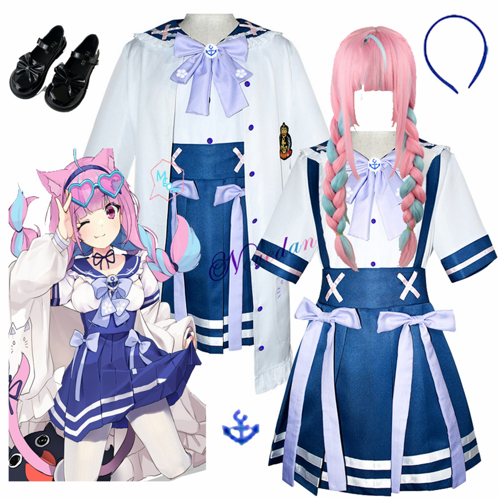 Minato Aqua Cosplay Costume Anime VTuber Hololive Man Woman Coat Dress Skirt Carnival Loli Lolita Sa