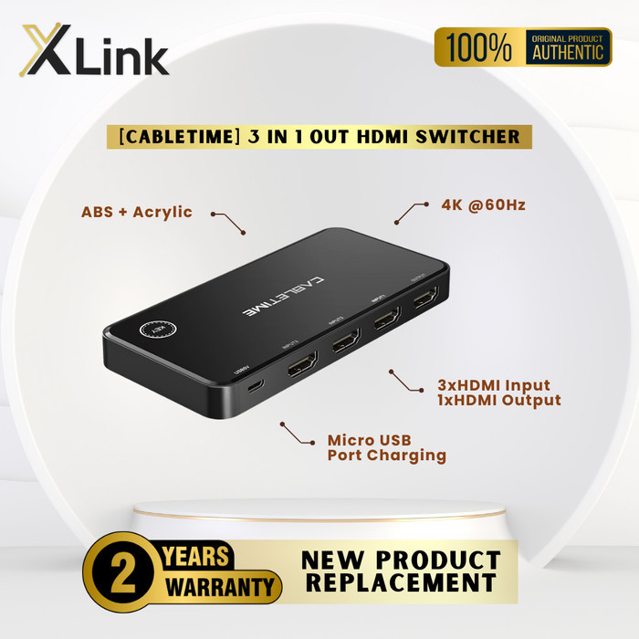 HDMI Switcher 3 In 1 Out 4K Cabletime Display Premium Quality