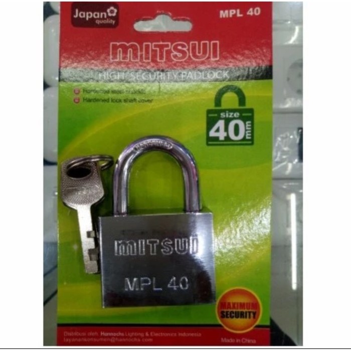 Mitsui Gembok MPL 40 / Padlock / Gembok Leher Pendek