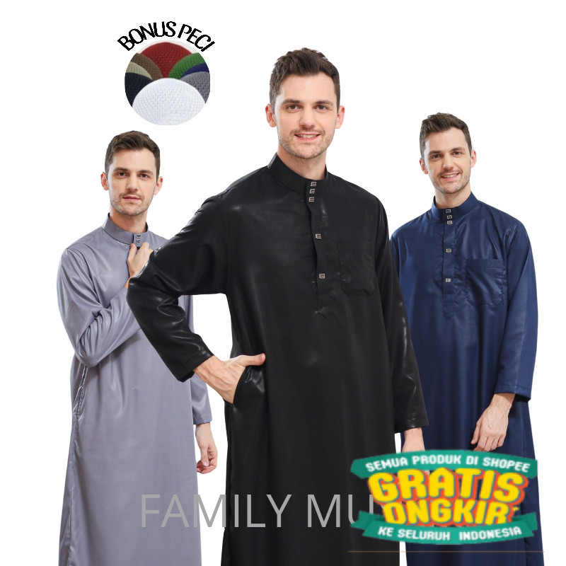 Jubah DUBAI gamis jubah pria dewasa dan remaja lengan panjang polos new motif terbaru premium jubah 