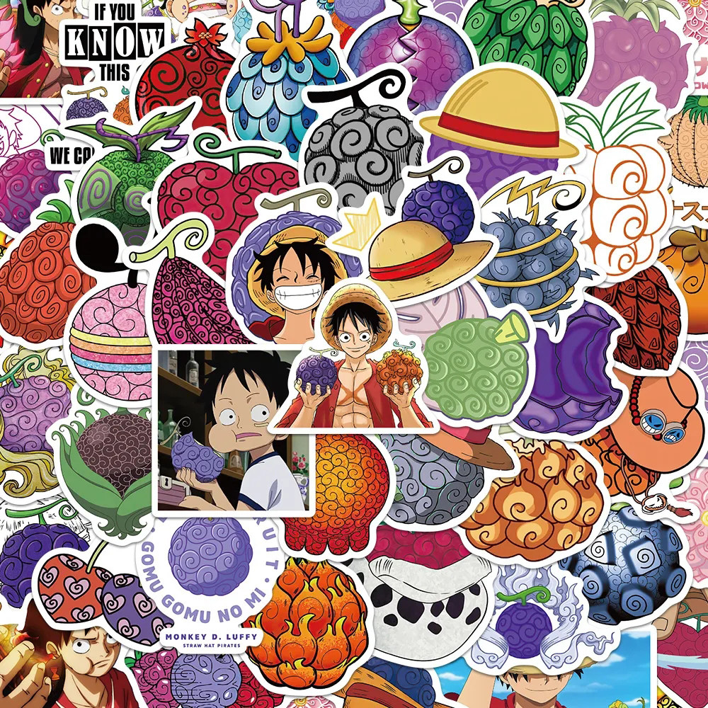 

10/30/50pcs Cartoon Devil Fruit ONE PIECE Anime Stickers DIY Laptop Motorcycle Phone Car Waterproof Sticker Decals for Kids Toys