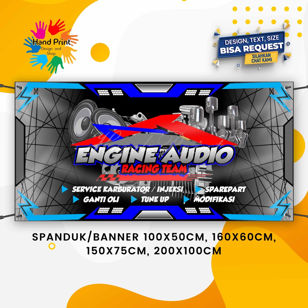 Cetak Spanduk Banner Toko Audio Racing Team MMT Spanduk Custom 200x100