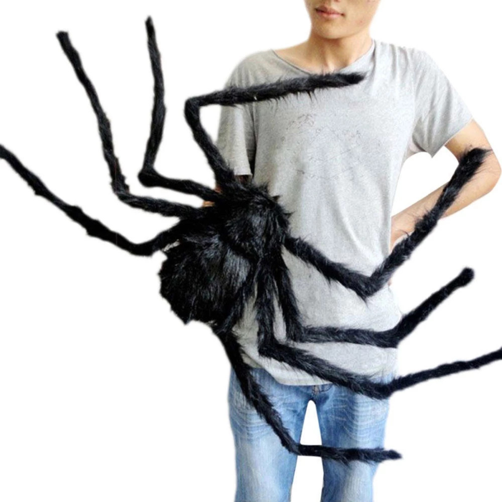 

Halloween Big Plush Spider Horror Halloween Decoration Party Props Outdoor Giant Spider Decor 30-200cm Black Spider Plush Toy