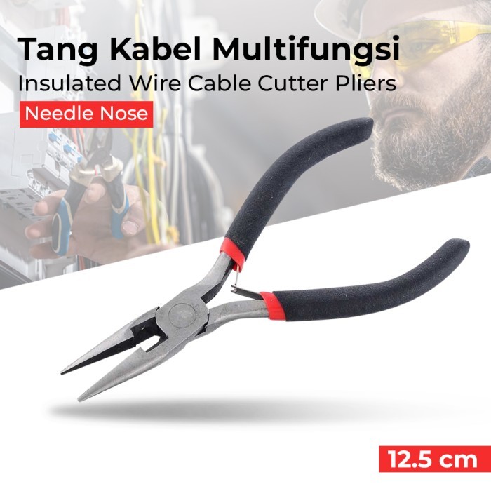 Tang Mini Kabel Multifungsi Buaya 12.5cm Needle Nose Potong Kupas Jepit Insulated