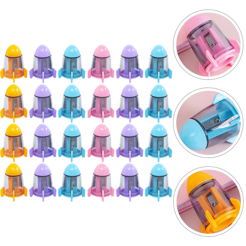 

24 Pcs Color Pencil Sharpeners Rocket Hand Held Students Manual Colored Pencils Child