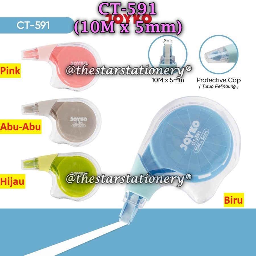 

(1 Biji) Correction Tape JOYKO CT-591 (10Mx5mm) / Pita Koreksi Correction Tape Joyko CT-591 (1 Biji)