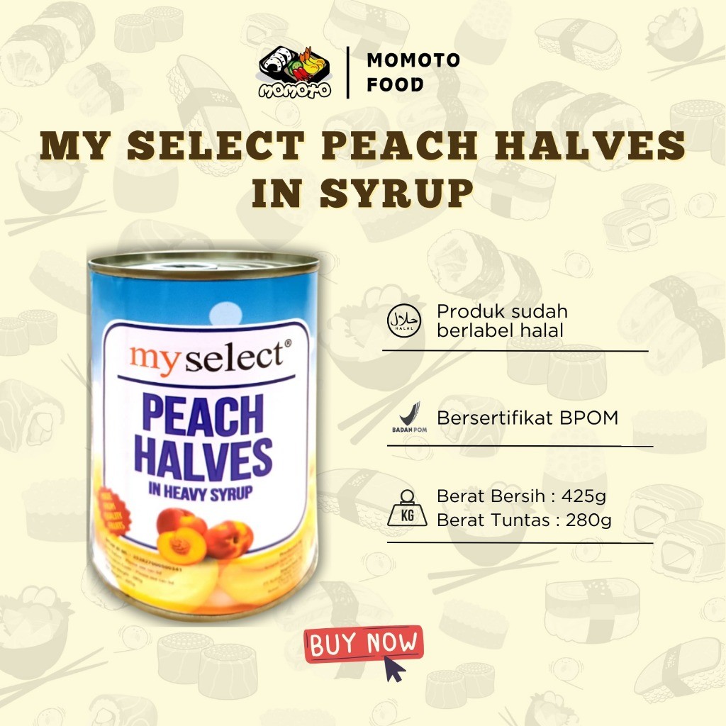 

Maknyuss1 My Select Buah Persik Kaleng Peach Halves In Heavy Syrup Dalam Sirup Pudding Es 425 Gram
