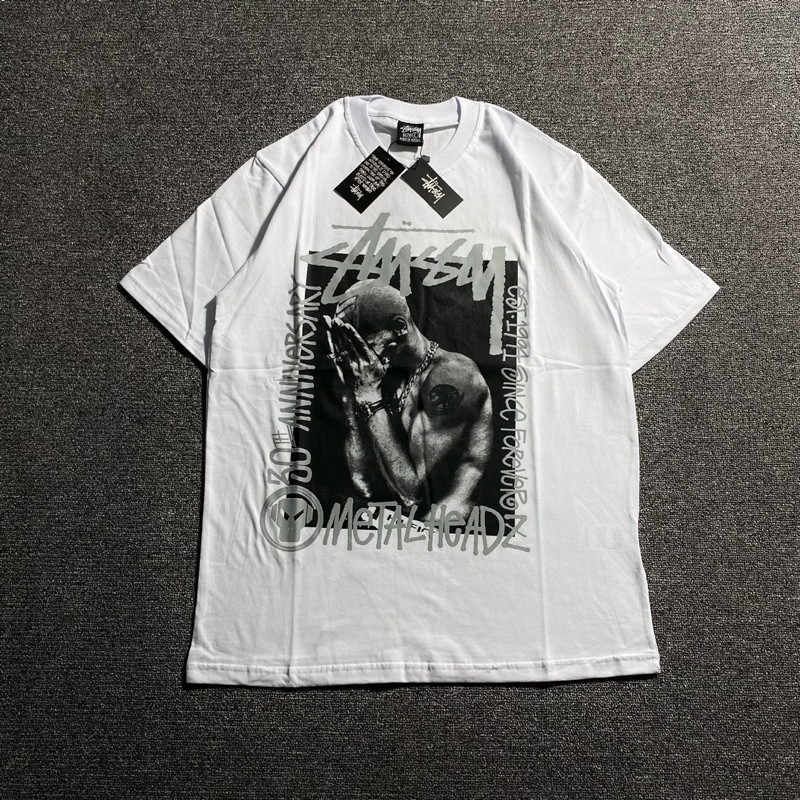 KAOS T-SHIRT STUSSY METAL HEADZ FULL TAG AND LABEL