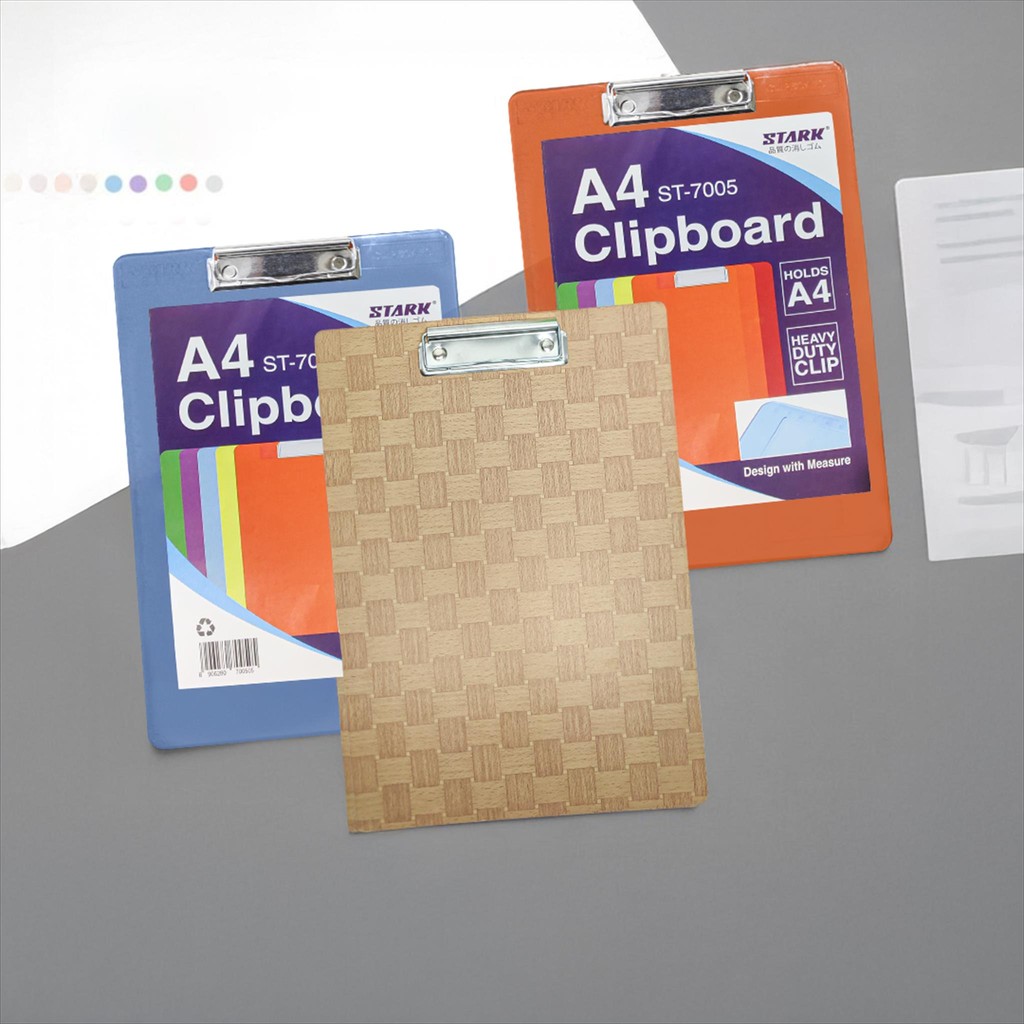 NA Papan Jalan Clip Board Kayu Plastik Warna F4 / Papan Dada Alas Ujian Pelastik Bening Mika Transpa