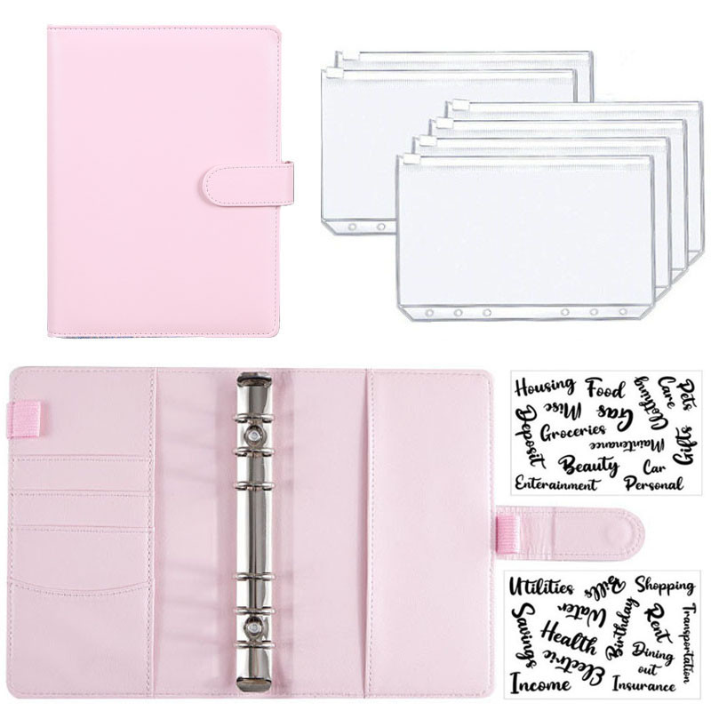 

2022 A6 PU Leather Budget Binder Notebook Cash Envelopes System Set With Binder Pockets for Money Budget Saving Bill Organizer