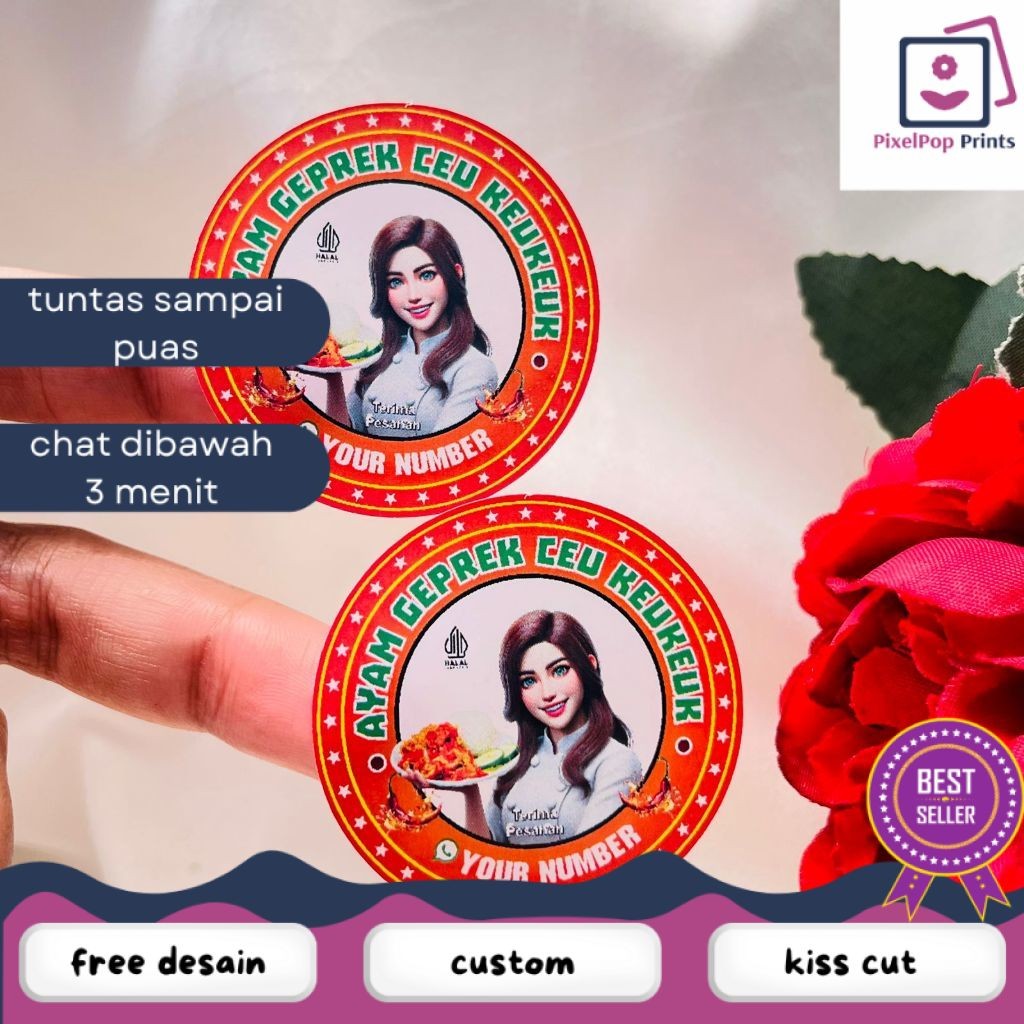 

Opikapip 5-8 Ready Stiker Label Makanan Berat Ayam Geprek Goreng Sticker Bulat Free Desain Custom