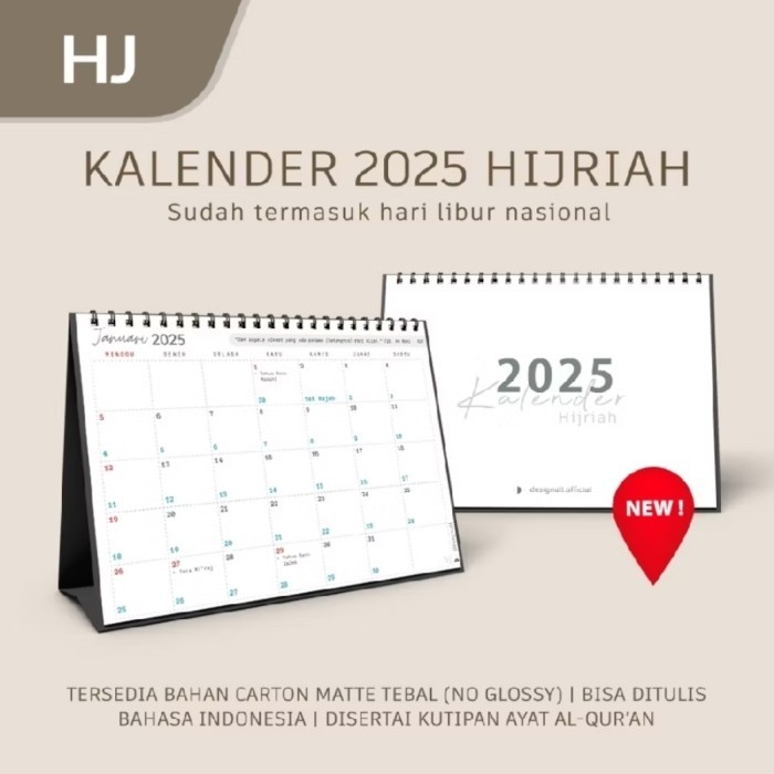 

ANDM Kalender Hijriah 2025 Meja Duduk Aesthetic Spiral HJ - Semi Glossy