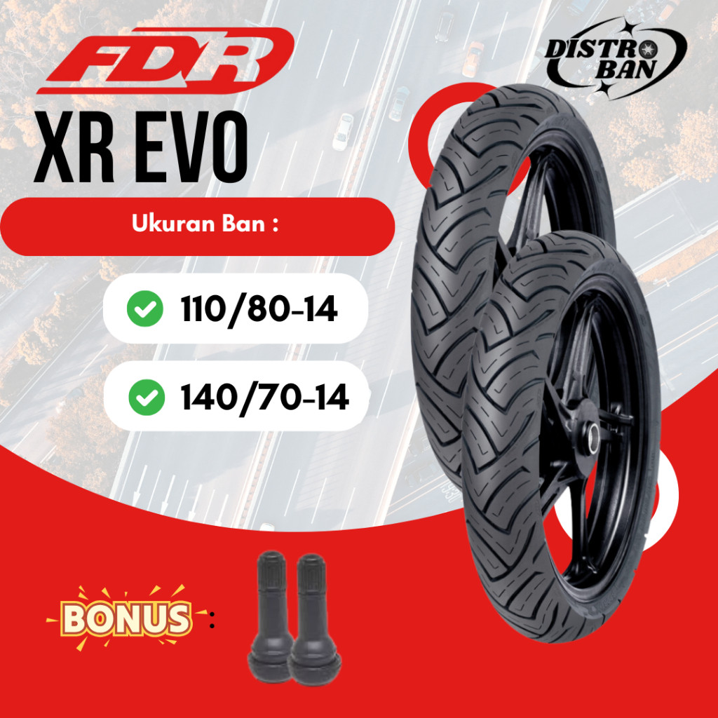 Ban Aerox155  FDR XR Evo Sepasang 110/80 & 140/70 Ring 14 Depan Belakang Tubeless