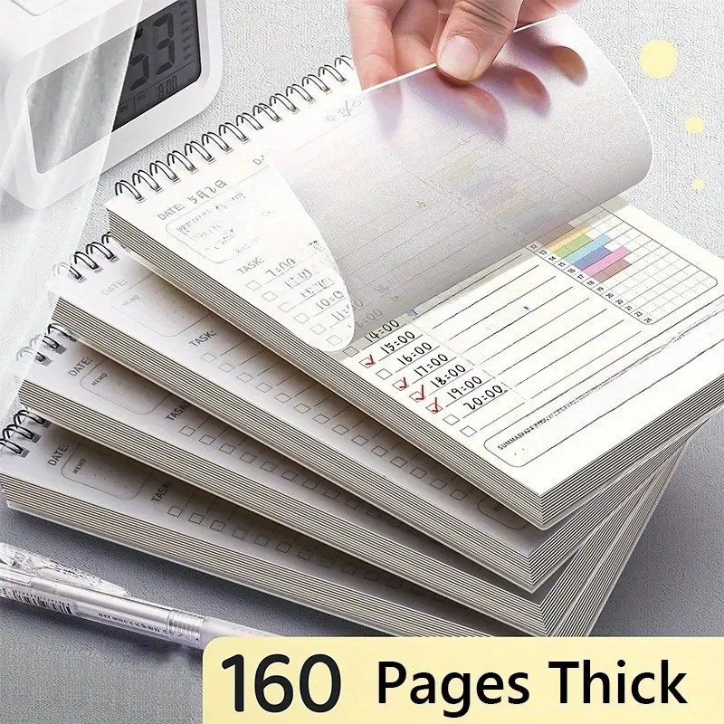 

160 Pages Thick Notepad Schedules Daily Plan To Do List Agenda Spiral A5 Notebook Diary Notebooks Planner Writing Pads Office