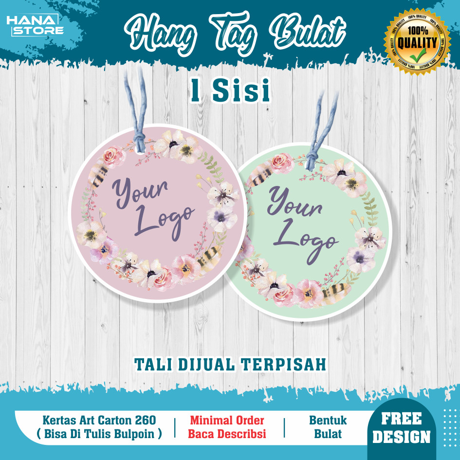 

Hang Tag Bulat 1 Sisi Lingkaran Custom 260 gsm Laminasi Full Colour / Hangtag Label Baju Seragam / Hang Tag Hampers Thank You Bucket