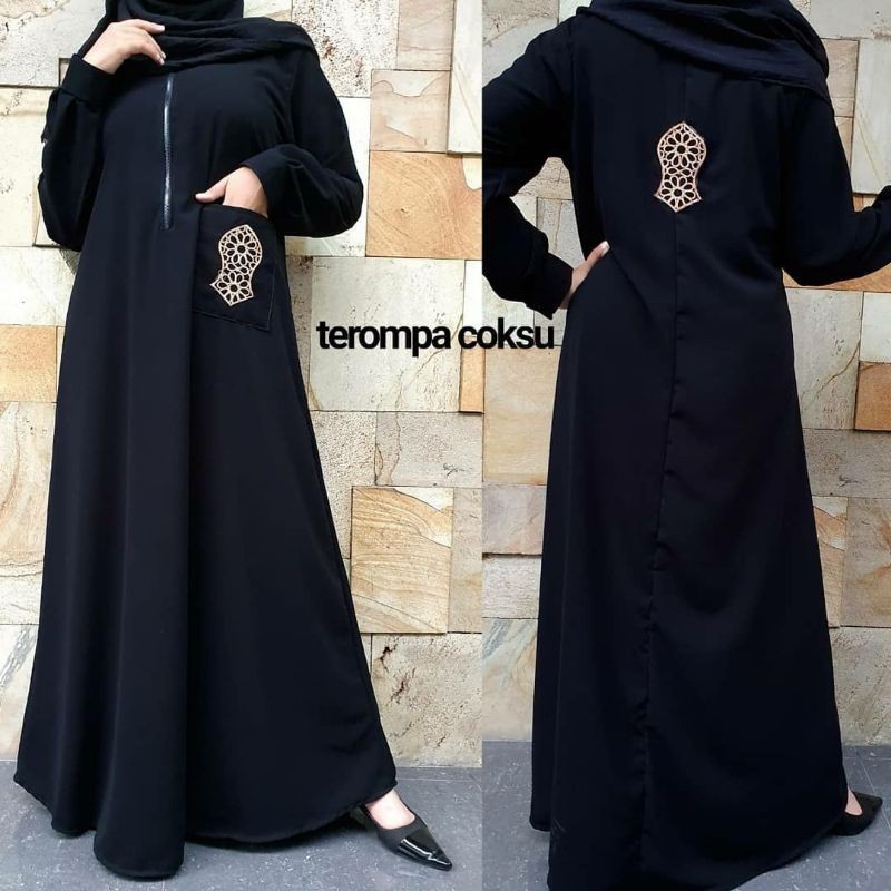 Gallery Exclusive Abaya Hitam Gamis Terompah Saku BARU