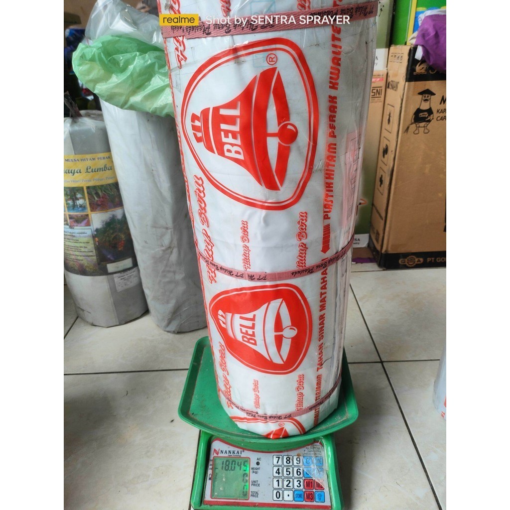 Plastik Mulsa Bell 120 cm 60 cm 17 kg Mulsa Bell Merah Oren Tebal 0.275 Mikron