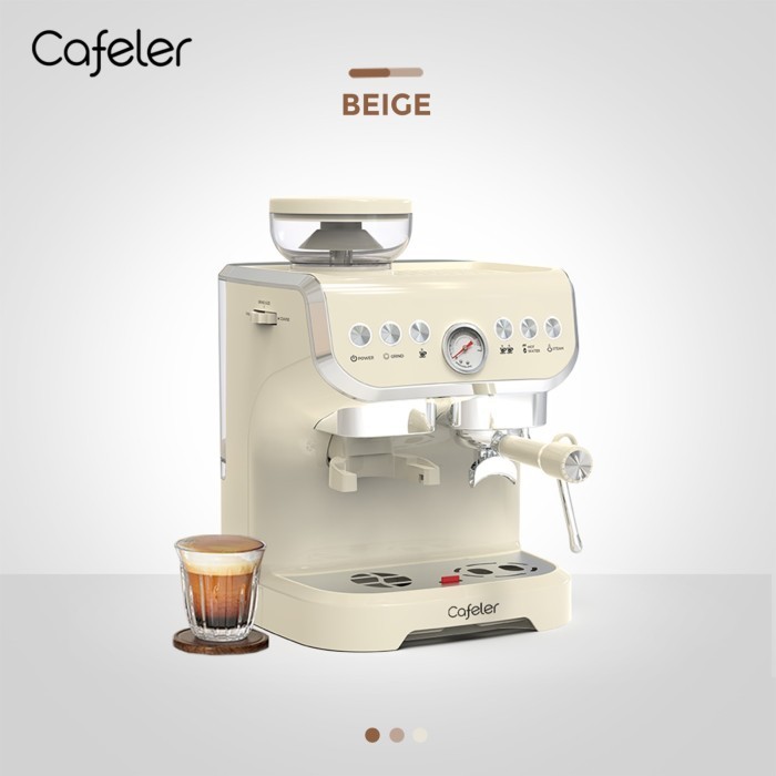 Cafeler Coffee Maker 2 Boiler Sistem Mesin Kopi Espresso Grinder 58MM - Beige