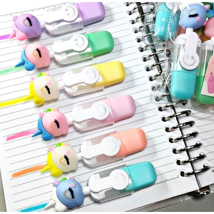 

[1 Pack Isi 6 Pcs] Fancy Highligter / Stabilo Mini / Highligter Pen Set / Stabilo Unicorn / Stabilo Warna Warni / Bft, Fancy Highligter Unicorn SY709-1