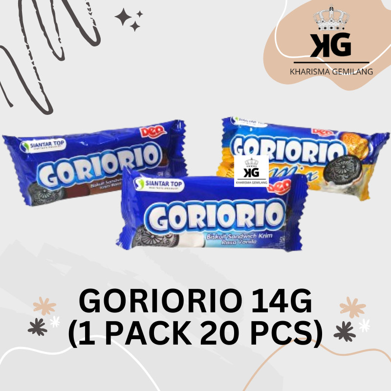 

KG - GORIORIO 14g (1 PACK ISI 20 PCS) Biskuit Oreo Coklat Vanila Sandwich Anak Dewasa Murah