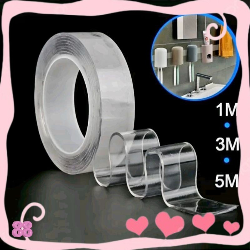 

Double Tape Nano Isolasi Bening Transparan 2 sisi Super Lengket 1M 3M 5M