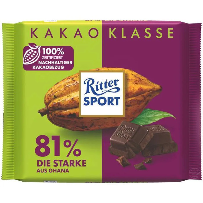 

Ritter Sport 81% Dark Chocolate Extra Intense 100Gr