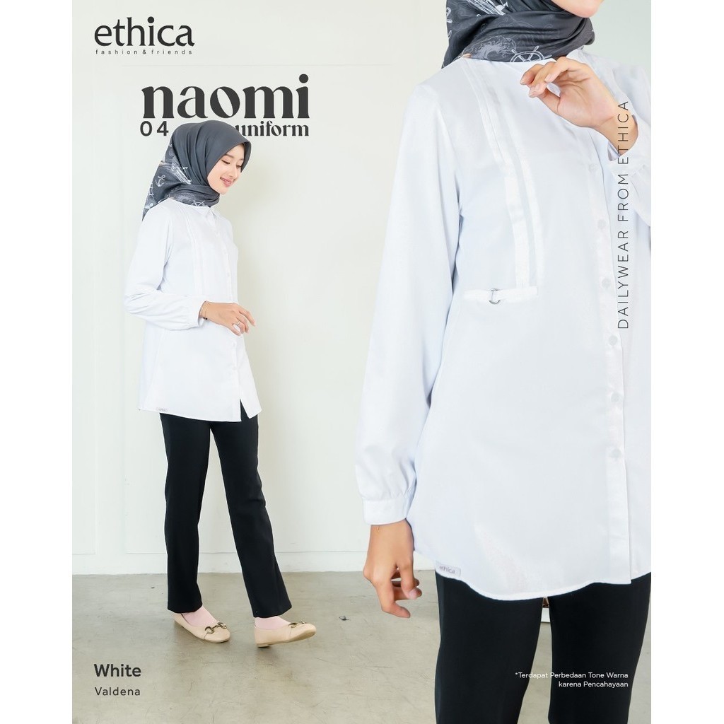 ETHICA Tunik / Tunik Putih / Tunik Seragam / Atasan Blouse White  / NAOMI UNIFORM 04