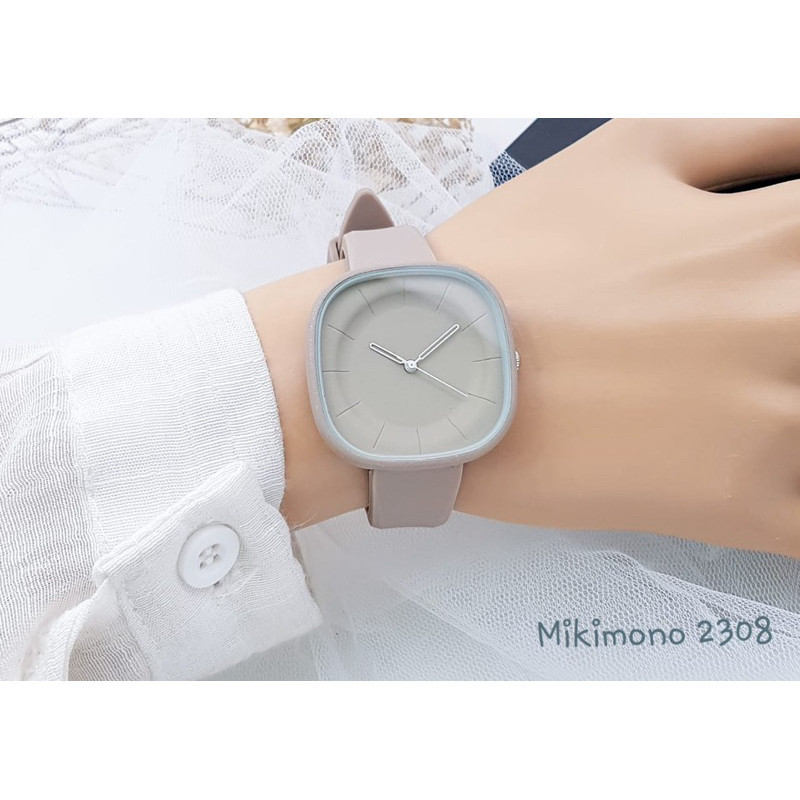 ORIGINAL - Jam tangan minimalis casual wanita MIKIMONO Square dengan warna pastel cantik - FW