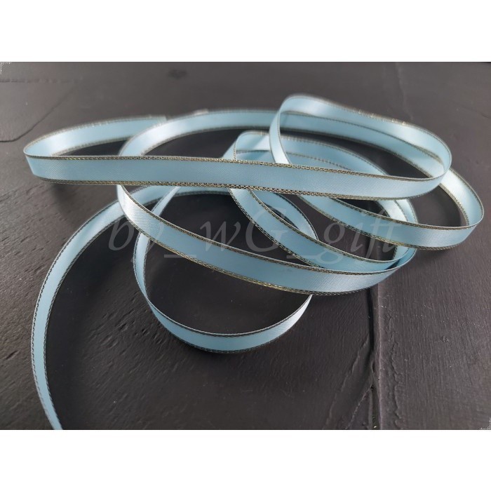 Pita Baby Boy -Baby Girl - Putih Biru ;Panjang 5 Meter -Biru List Emas