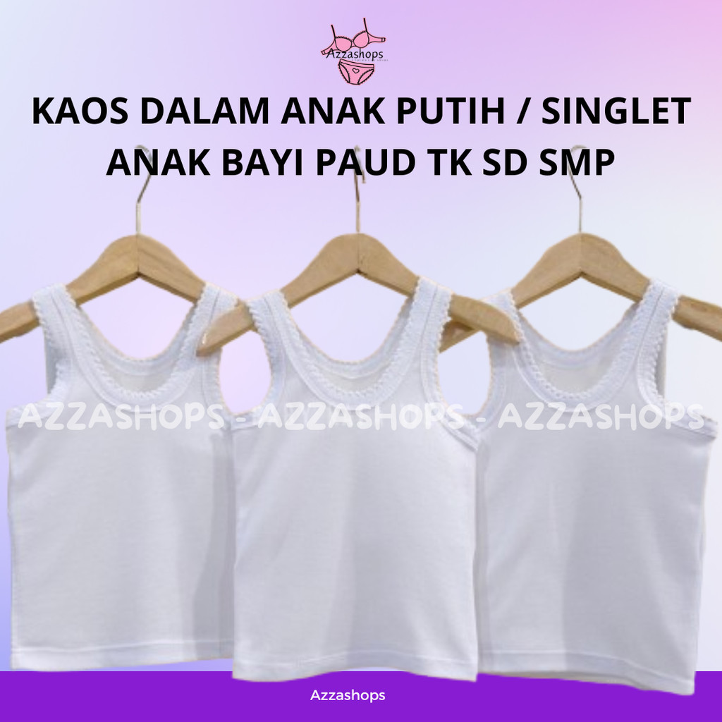 GROSIR KAOS DALAM ANAK PUTIH / SINGLET ANAK BAYI PAUD TK SD SMP UNISEX LAKI-PEREMPUAN