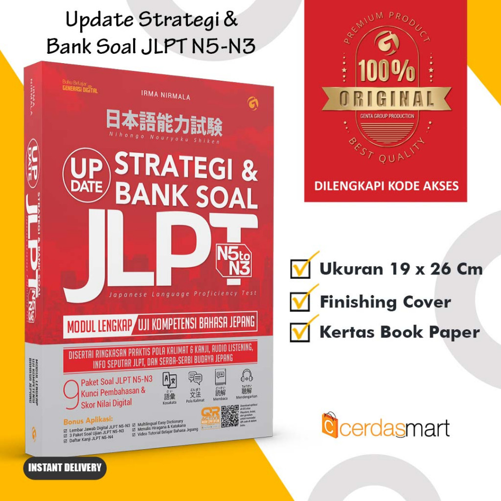 BUKU JLPT N1 N2 N3 N4 N5 UPDATE STRATEGI DAN BANK SOAL JLPT (JAPANESE LANGUAGE PROFICIENCY TES)