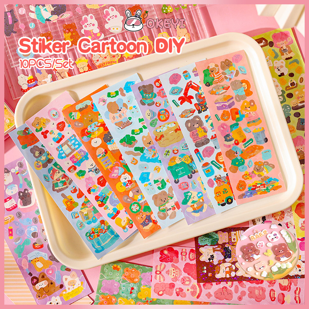 

OKEYI 10pcs stiker kartun stickers deco jurnal