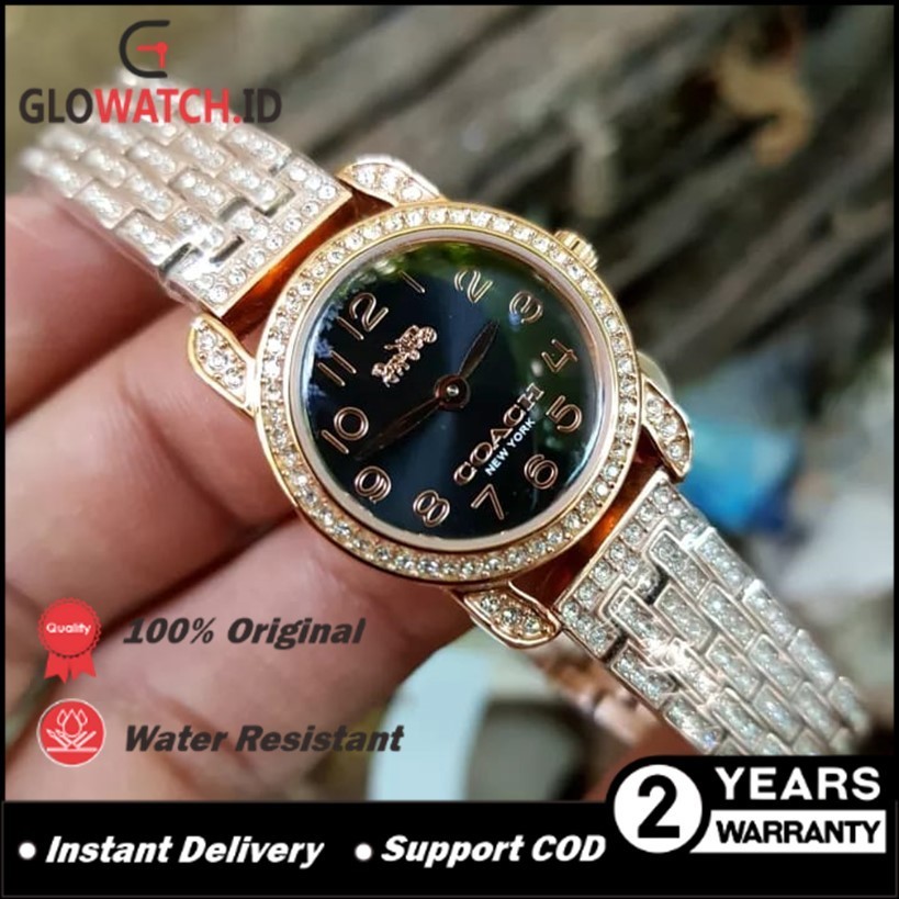 [Promo] Jam Tangan Wanita Coach Diamond Swarovski Stainless Steel Strap Original (Garansi 2 tahun) /
