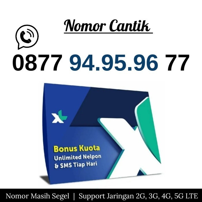 Kartu Perdana Nomor Cantik XL 0877 949596 77