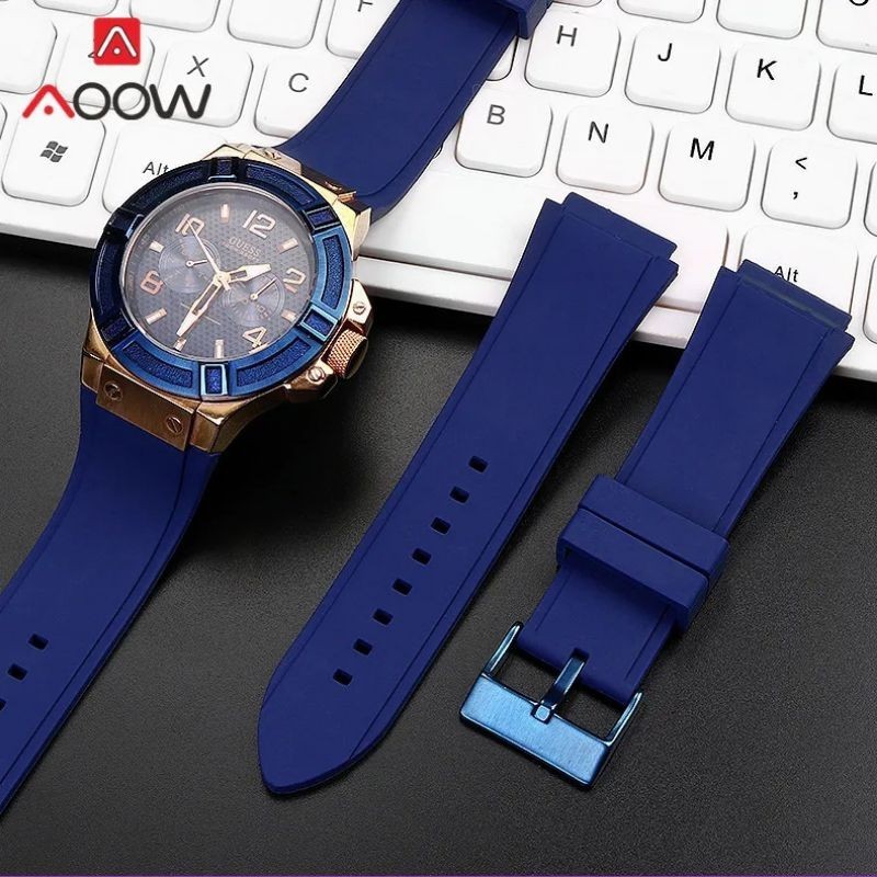 Rubber Tali Jam Guess  W0247G3 W0040G3 W0040G7 Biru Size 22mm Strap For Guess Blue