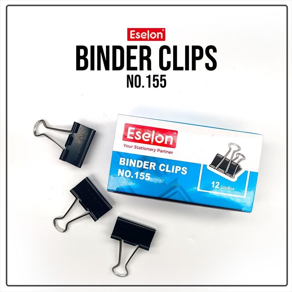 

[ES.JKT] Binder Clip / Klip / Double Clip / Penjepit kertas Eselon 155 1 box isi 12pcs