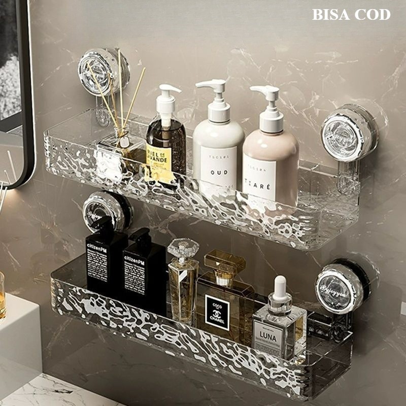 RAK KAMAR MANDI MODEL GLETSER / RAK TEMPAT SABUN SHAMPOO MULTIFUNGSI  - HERA-HANGER TANPA PERLU BOR