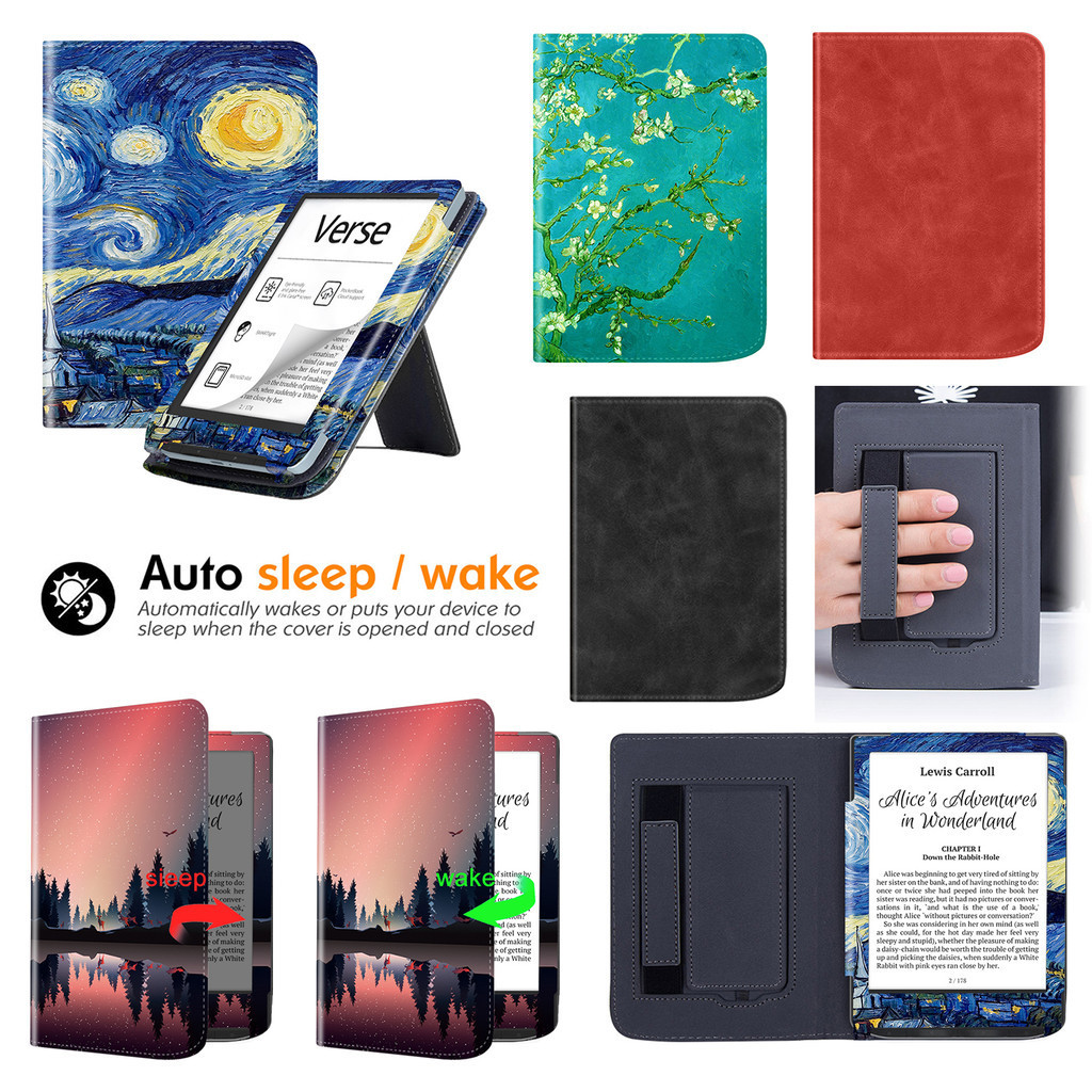 

For Pocketbook Verse Case 629 634 Verse Pro Book Case Stand PU Leather Cover 6'' Auto Wake Sleep with Hand Holder Ebook Funda
