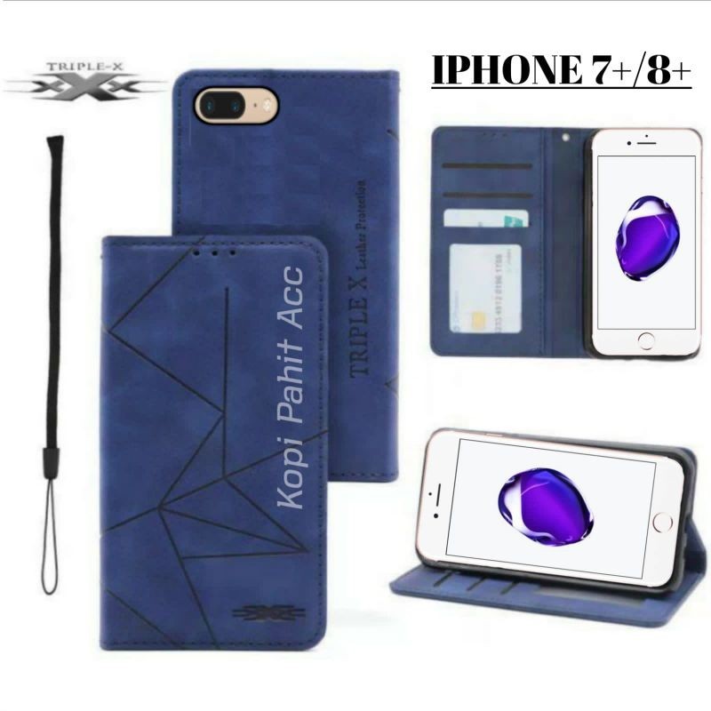 Casing iPhone 7 Plus 8 Plus Flip Cover Wallet Sarung Hp Case Dompet Sarung Kulit