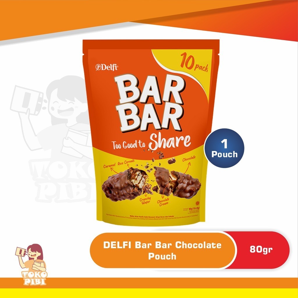 

Delfi Bar Bar Chocolate Share Pack Pouch 80gr isi 10pcs