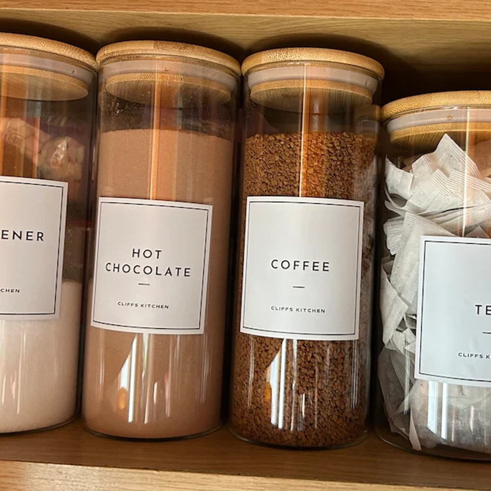 

Personalized Kitchen Pantry Labels,Custom Organization Canister Jars Stickers,Herbs Spices Tea Coffee Labels,Create Your Own