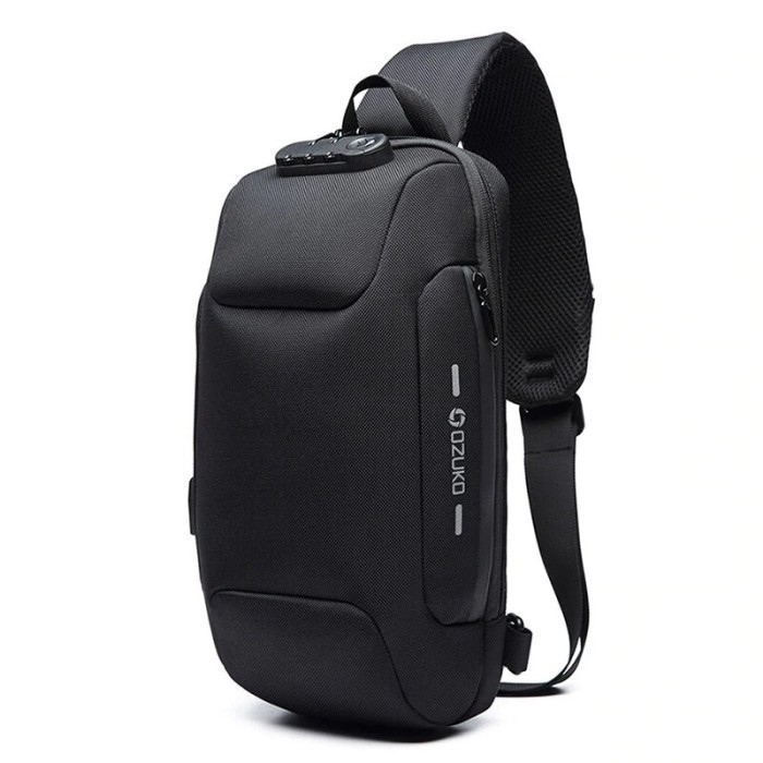 OZUKO 9223 Tas Selempang Pria Tas Slempang ANTITHEFT Tas Pria - Hitam, 9223