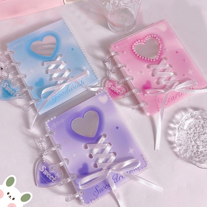 

Kpop Album Photocard Binder Ribbon Hollow Photo Album Idol Cards Storage Book Love Heart Photocard Holder Photo Protect Cover