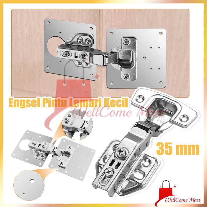 Engsel Pintu Lemari Kecil / Penguat Plat Engsel Sendok 35 mm / Plate Engsel Pintu Repair Cabinet