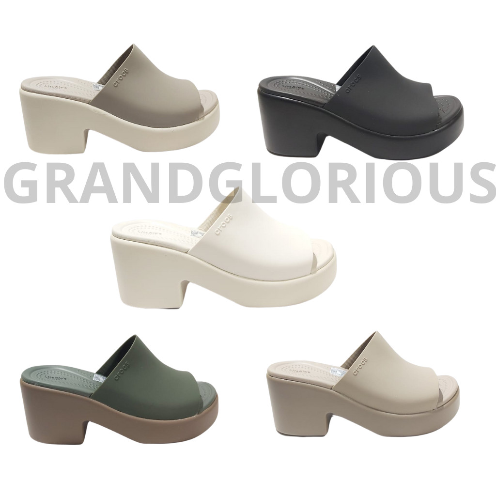 BROOKLYN SLIDE HEELS CROCS WANITA / CROCS BROOKLYN SLIDE HEEL 7CM WOMEN'S SANDAL / WEDGES WANITA