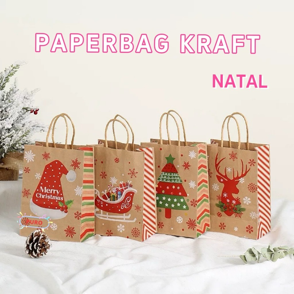 

Paperbag Kraft Natal 21*15*8cm Merry Christmas Hadiah