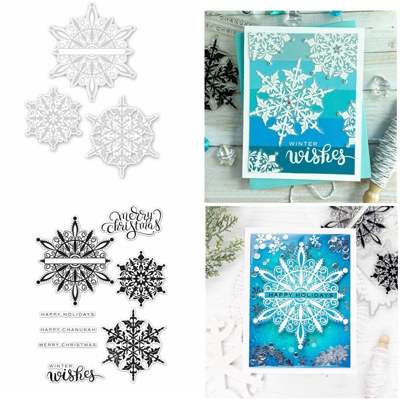 

Shimmering Snowflakes Metal Cutting Dies/Clear Stamp DIY Crafts Card Album Making Scrapbooking Stencil New 2024
