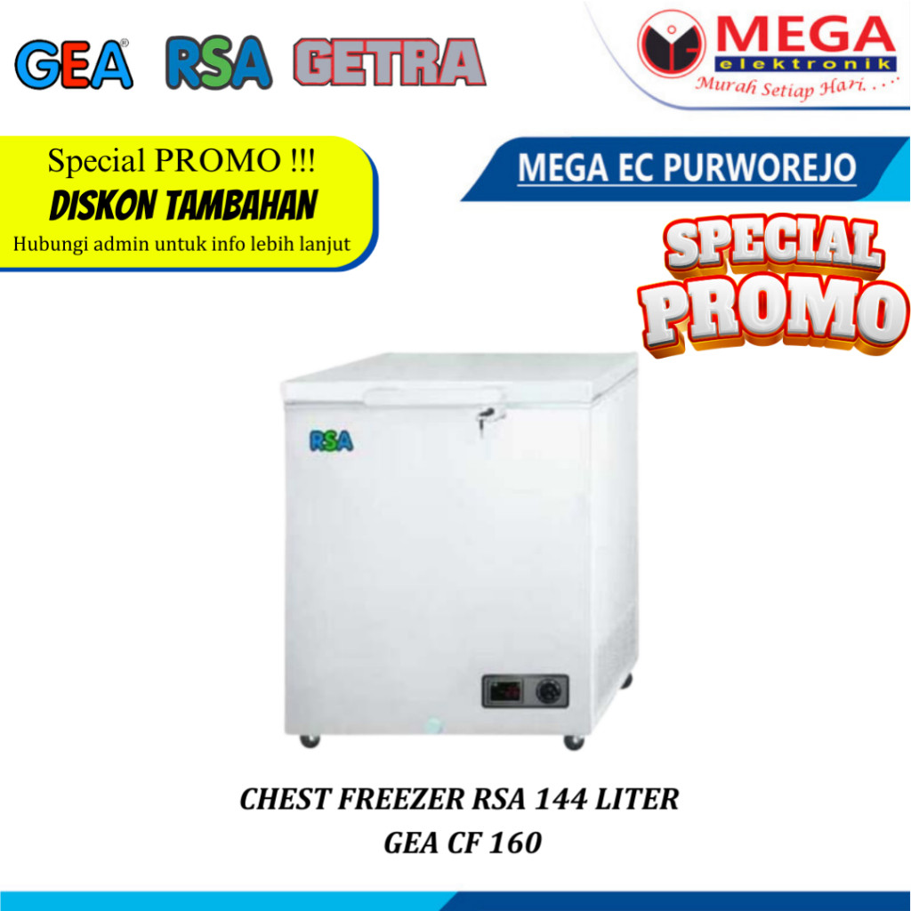 CHEST FREEZER RSA CF 160 KAPASITAS 144 LITER  KOTAK PEMBEKU DAGING KECIL