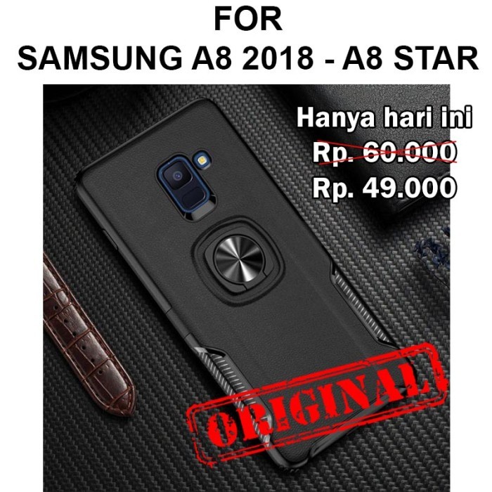 TDAcc Leather iring case Samsung A8 2018 - A8 Star softcase casing hp cover - A8 Star, Hitam