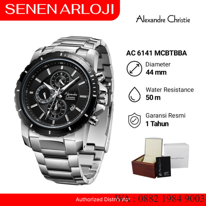 Jam Tangan Pria Alexandre Christie AC 6141 Original - Silver Black